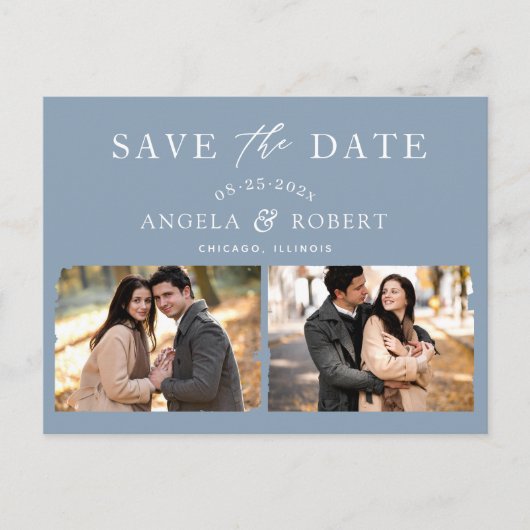 ダスティースタイリッシュブルー2写真デートを保存 ポストカード (正面)