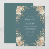 ダスティースレートの芍薬の結婚式 招待状 (正面/裏面)