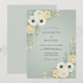 ダスティースレートの花嫁衣裳の結婚式 招待状 (正面/裏面)
