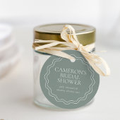 ダスティーセイジ | ウェーブ スカロップ ボーダー ブライダルシャワー フェイバータグ