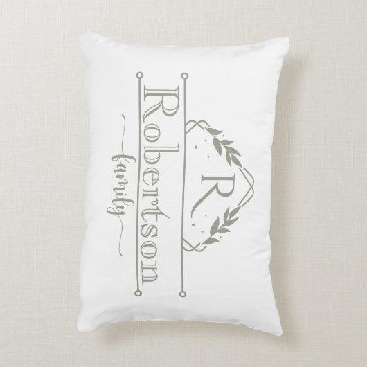 ダスティーセージ フレーム ファミリー ネーム モノグラム アクセントクッション (裏面(縦))