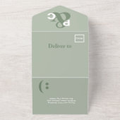 ダスティーセージ モダン タイポグラフィー ビッグ シンボル ウェディング オールインワン招待状 (外側)