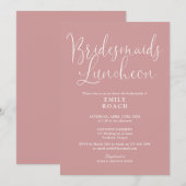 ダスティーバラピンクブリデズエレガントメイドランチョン 招待状 (正面/裏面)