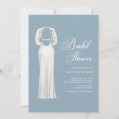 ダスティーパーソナライズされたスユニークブルーブライダルシャワー 招待状 (正面)