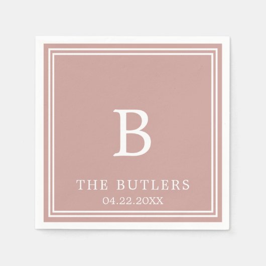 ダスティーパーソナライズされたバラ結婚ズ・カクテルナプキンス スタンダードカクテルナプキン (正面)