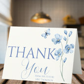 ダスティーパーソナライズされたブルーワイルドフラワーブライダルシャワー サンキューカード