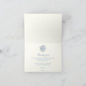 ダスティーパーソナライズされたブルーワイルドフラワーブライダルシャワー サンキューカード (内部)