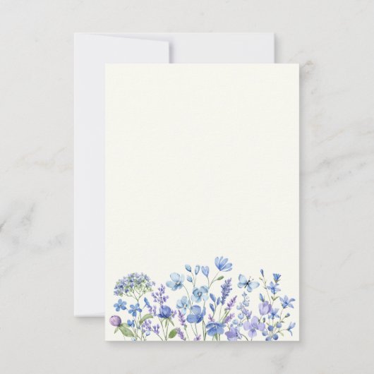 ダスティーパーソナライズされたブルーワイルドフラワーブライダルシャワー サンキューカード (裏面)