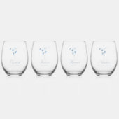 ダスティーパーソナライズされたブルーワイルドフラワーブライダルシャワー ステムなしワイングラス (裏面)