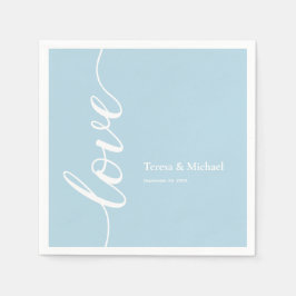 ダスティーパーソナライズされたブルー名ラブスクリプト スタンダードカクテルナプキン