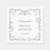 ダスティービクトリアンス華美ブルーフローラブライダルシャワー スタンダードカクテルナプキン (正面)