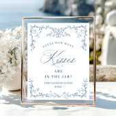 ダスティービクトリアンス華美ブルーフローラブライダルシャワー ポスター