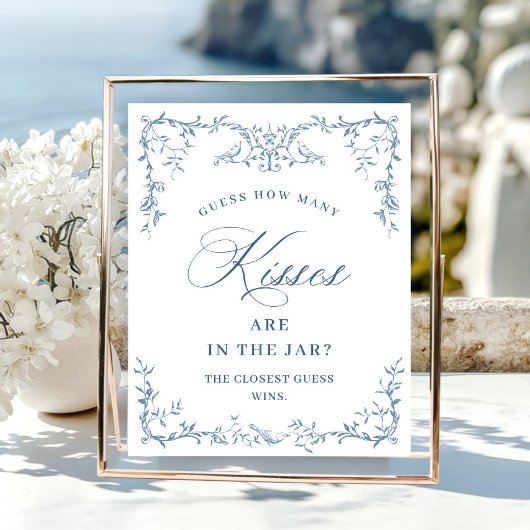 ダスティービクトリアンス華美ブルーフローラブライダルシャワー ポスター