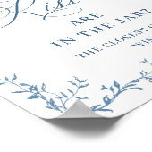 ダスティービクトリアンス華美ブルーフローラブライダルシャワー ポスター (角)