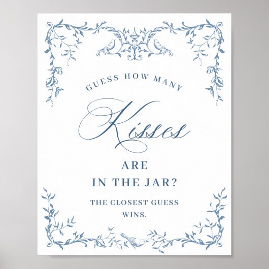 ダスティービクトリアンス華美ブルーフローラブライダルシャワー ポスター (正面)