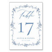 ダスティービクトリアンブルーエレガントな結婚式 テーブルナンバー (裏面)
