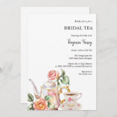 ダスティービクトリアンブルーガーデンティーブライダルシャワー 招待状 (正面/裏面)