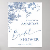 ダスティービクトリアンブルーガーデンフランスのブライダルシャワー ポスター (正面)