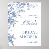 ダスティービクトリアンブルーガーデンフランスのブライダルシャワー ポスター (正面)