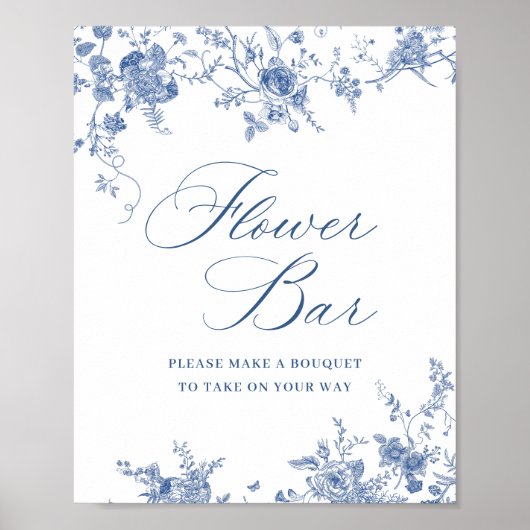 ダスティービクトリアンブルーガーデンフランスのブライダルシャワー ポスター (正面)