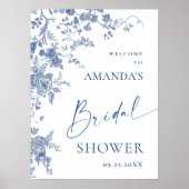 ダスティービクトリアンブルーガーデンフランスのブライダルシャワー ポスター (正面)