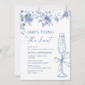 ダスティービクトリアンブルーガーデンフランスのブライダルシャワー 招待状 (正面)