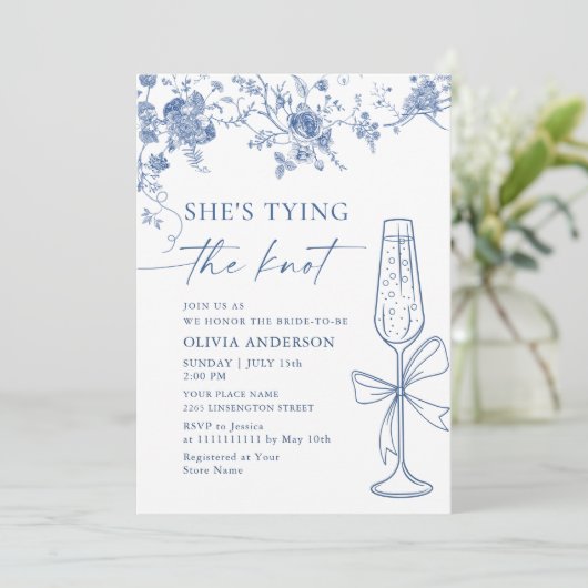 ダスティービクトリアンブルーガーデンフランスのブライダルシャワー 招待状 (スタンド正面)