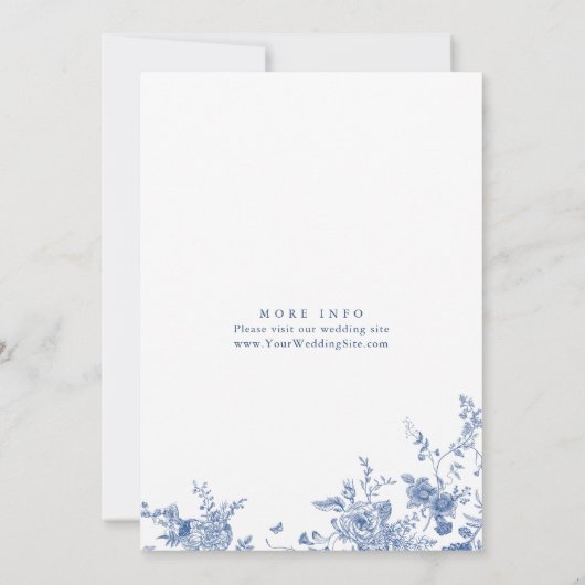 ダスティービクトリアンブルーガーデンフランスのブライダルシャワー 招待状 (裏面)