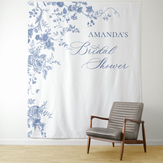 ダスティービクトリアンブルーフローラブライダルシャワー背景 タペストリー (インサイチュ)