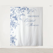 ダスティービクトリアンブルーフローラブライダルシャワー背景 タペストリー (正面)