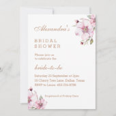 ダスティーフェミニンピンクローズフローラブライダルシャワー 招待状 (正面)