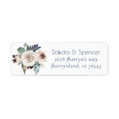ダスティーフローラブーケ |ブルークリーム結婚の住所 ラベル (正面)