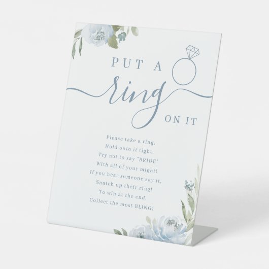 ダスティーフローラル　リングを付けろ　ブライダルシャワーゲーム 台座サイン (正面)