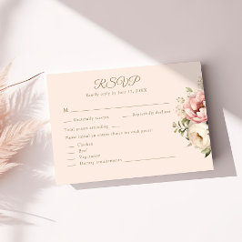 ダスティーブラッシュフラワーの結婚式RSVPカード 出欠カード