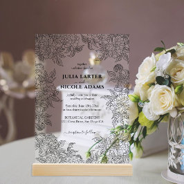 ダスティーブラントオレンジ・ボタン花・秋の結婚式 アクリル招待状