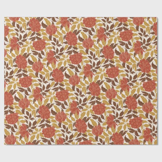 ダスティーブルントオレンジのピーオニー花が秋の結婚式に ラッピングペーパー (フラット)