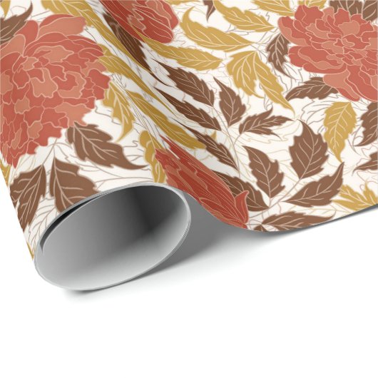 ダスティーブルントオレンジのピーオニー花が秋の結婚式に ラッピングペーパー (ロールコーナー)