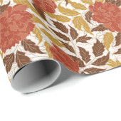 ダスティーブルントオレンジのピーオニー花が秋の結婚式 ラッピングペーパー (ロールコーナー)