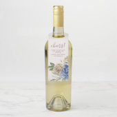 ダスティーブルーとアイボリーの花 水彩画 ボトルネックタグ (ボトル)