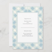 ダスティーブルーとグリーンのベイビーシャワー 招待状 (裏面)