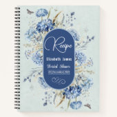 ダスティーブルーとグリーンの花のブライダルシャワー レシピ ノートブック (正面)