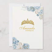ダスティーブルーとゴールドのロイヤルクラウンメキシカンプリンセス 招待状 (裏面)
