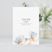 ダスティーブルーとゴールドの花柄感謝カード サンキューカード (スタンド正面)