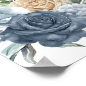 ダスティーブルーとシャンパンのウェディングシャワー　ようこそ ポスター (角)