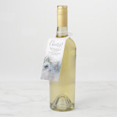 ダスティーブルーとシルバーのグリッターが輝くモダンなウェディング ボトルネックタグ (アングル)