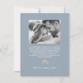 ダスティーブルーとダスティーローズの花の結婚式のお礼 サンキューカード (裏面)