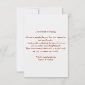 ダスティーブルーとテラコッタの花のウェディング サンクス サンキューカード (裏面)