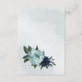 ダスティーブルーとネイビーの花の植物の結婚式 エンクロージャーカード (裏面)