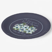 ダスティーブルーとネイビー ペーパープレート (アングル)