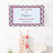 ダスティーブルーとバーガンディーのウェディングシャワーのお客様歓迎 横断幕 (インサイチュ)